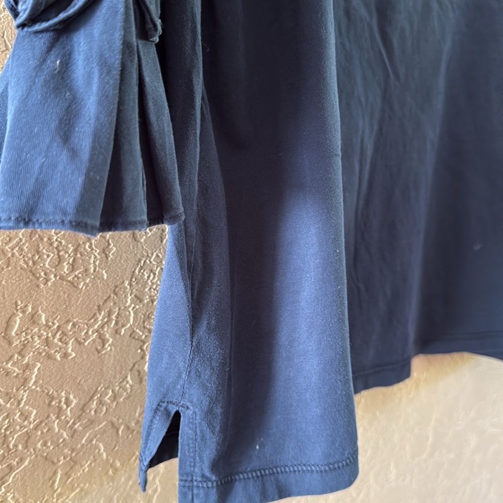 Ann Taylor Women’s Cotton Crew Neck Tunic Ruffles 3/4 Sleeves Navy Size XL - Picture 5 of 8